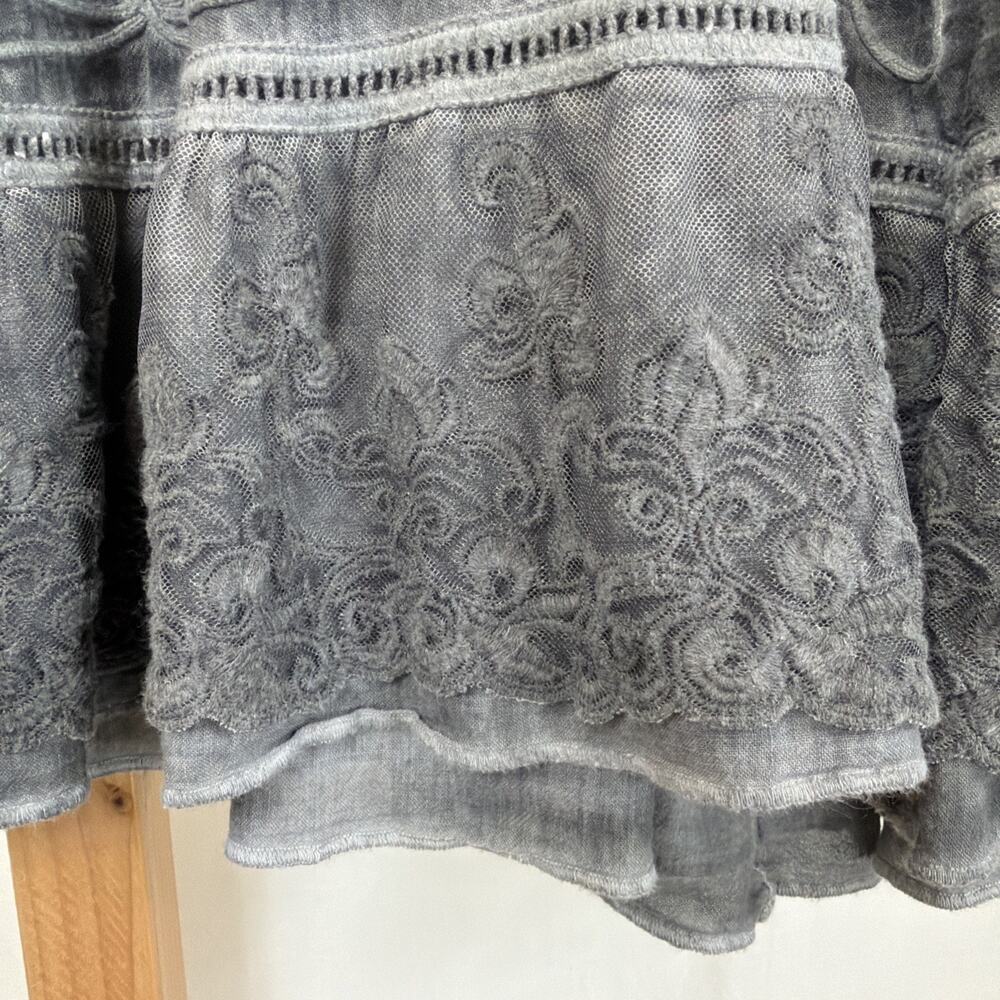 Gretty Zueger Gray V Neck Lace On Cuffs Hem High Low Tunic #1364 Size 2X - Picture 7 of 12
